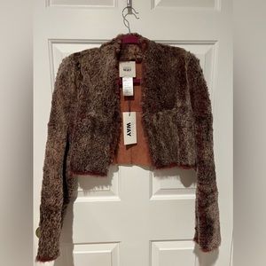 Cropped real fur/leather jacket with matching scarf. Made in Italy.